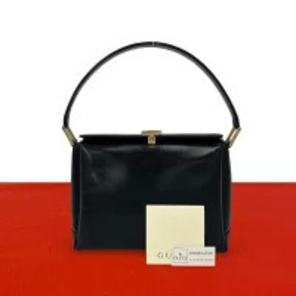 Gucci GG Canvas Tote Shoulder Bag Leather Black